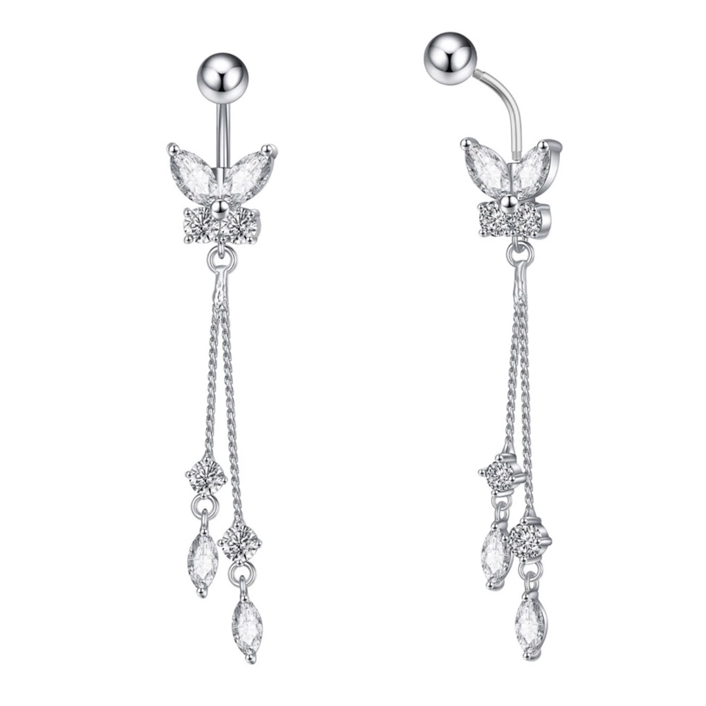 14k Gold Plated Diamond Belly Button Ring